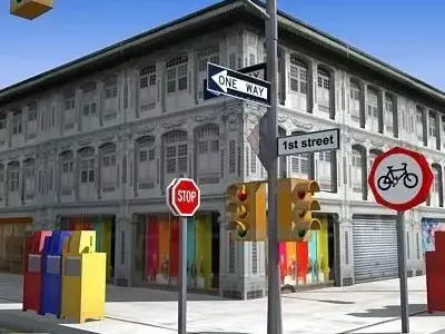 low poly city block 23 Low-poly 3D model