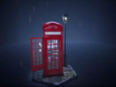 London Telephone Booth Low-poly 3D model
