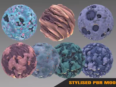 Moon - Stylised PBR Texture - Material 3D model