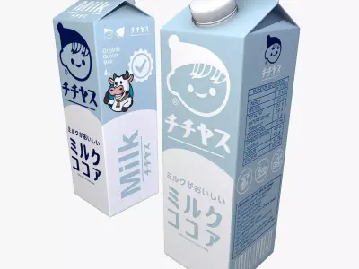 Japanese Milk Carton Box Low-poly 3D model