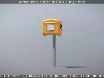 German Post Public Mailbox 1 High-Poly Version  3D model
