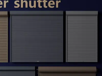 Modern Roller Shutter Security Door Pack PBR Game Ready Low-poly 3D model