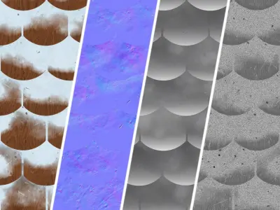 Roof Tile Materials 81- Wooden Roofing By Sbsar Seamless Pbr Texture