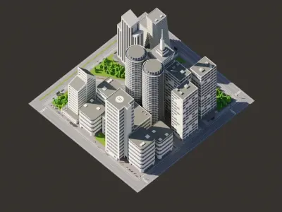 Cityscape 01 Low-poly 3D model