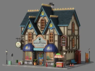 Cartoon House 13 3D model purchase