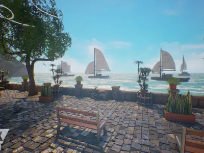 Positano Stylized Pack  Low-poly 3D model