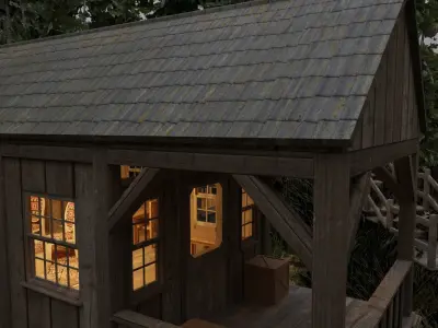 Cabin in the woods Low-poly 3D model