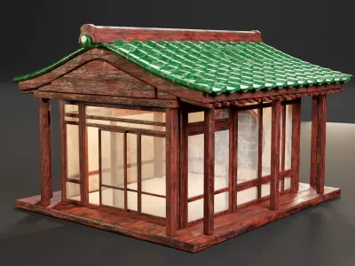 Japanese Tea House Low-poly 3D model
