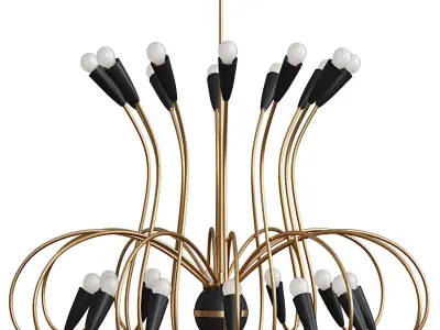 Large   Modernist Black Spider 24-Light German Chandelier 3D model