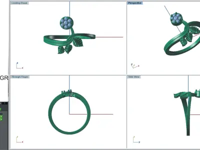 Solitaire Wedding Engagement Women Light Weight Bypass Rings 3D print model 5