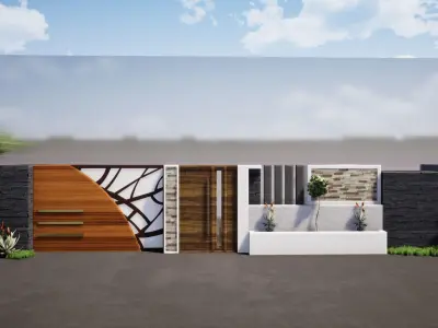 Compound wall entrance gate  design 3D model