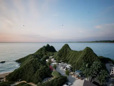 Photorealistic Beach Resort and Island - D5 Render Scene 3D model