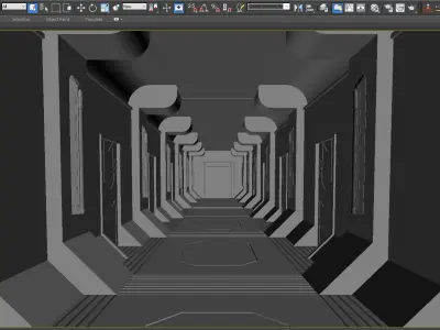 SCI FI INTERIOR SCENE SPACE SHIP CORRIDOR Low-poly 3D model