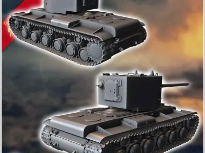 KV-2 ZiS-6 - Soviet army WW2 Second World East front Ostfront RP 3D print model