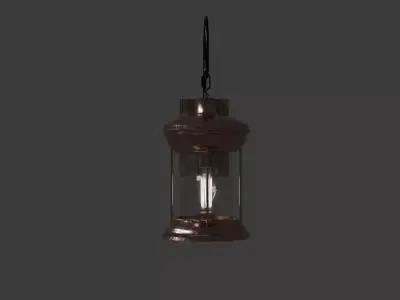 Brass Hanging Lantern Wall Sconce with Edison Bulb Low-poly 3D model