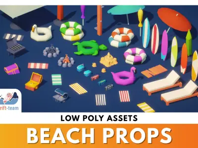 Beach Props Pack - Low Poly Assets Low-poly 3D model