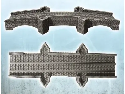 Stone bridge with four triangular pillars 2 - Modern WW2 WW1 Wor 3D print model