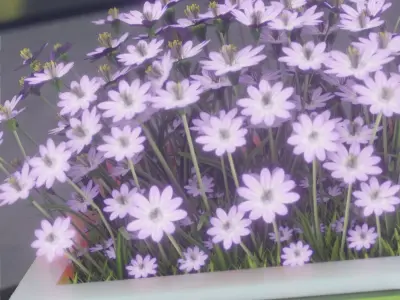 City Flower Pot with Violet Flowers - Object 4 Low-poly 3D model