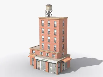 Apartment Building x11 Low-poly 3D model