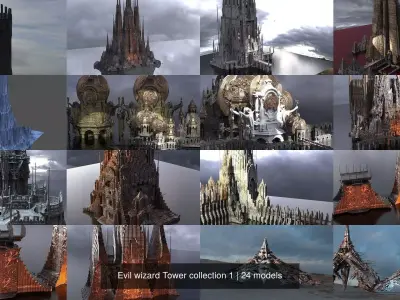 Evil wizard Tower collection 1 3D Model Pack