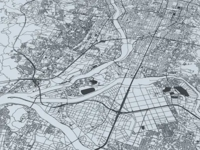 Osaka Area Road Network and Streets 3D model