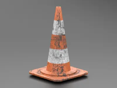 Dirty Traffic Cone Low-poly 3D model