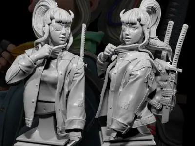 Kukii kuton figure with motorcycle 3D print model
