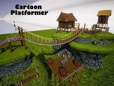 Cartoon Platformer for UNREAL Low-poly 3D model