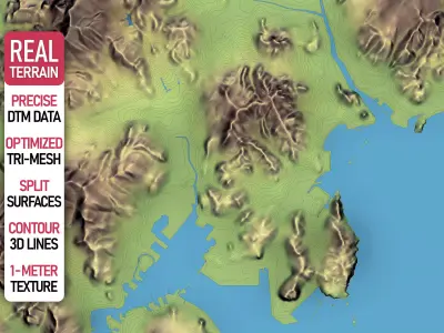 Busan - Topography Terrain Low-poly 3D model