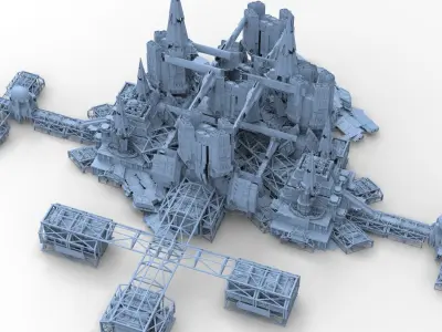 Desert Mars Colony station 1 3D model