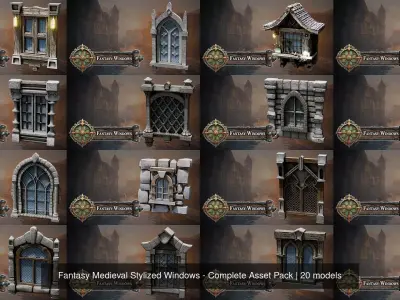 Fantasy Medieval Stylized Windows - Complete Asset Pack