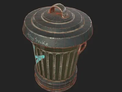 Metal Trash Can Cool stylized Bags Low-poly 3D model Low-poly 3D model