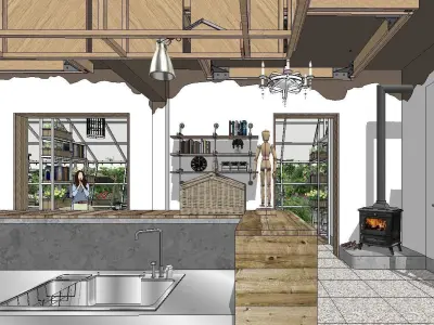 Homestay-Garden Restaurant Book Bar 3D model