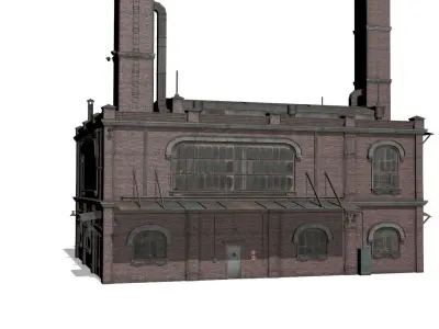 Old brick factory Low-poly 3D model by sobul
