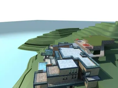 Villa house on hill 3D model buy
