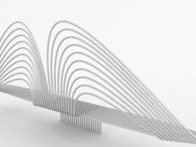 bench made of metal with wavy lines 3D model