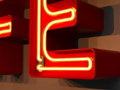 Cafe - Neon Sign 3D model