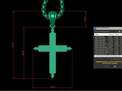 High Cross Pendant Light Gold 18K 3CP071 3D model