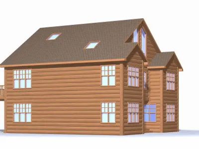 Winter Log Cabin Exterior 3D model