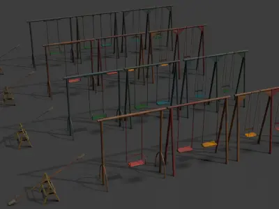 Swing Set For Playground Low-poly 3D model