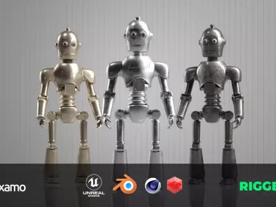 Retro Style Robot  Dual Texture Versions Low-poly 3D model