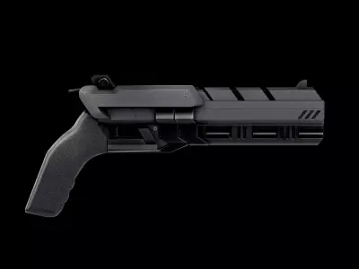 Futuristic Cyberpunk Plasma Handgun Low-poly 3D model