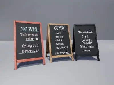 Coffee Shop Sign Low-poly 3D model