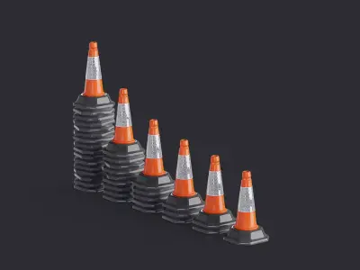 Traffic Cone Stack 50cm Low-poly 3D model