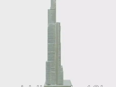 Futuristic Skyscraper Architectural Model Low-poly 3D model