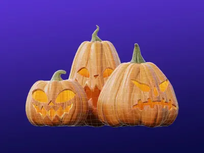 Cartoon Halloween Pumpkin Head 3D model