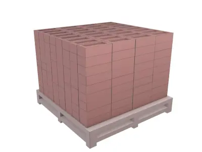 Lowpoly Pallet of Bricks v1 002 Low-poly 3D model