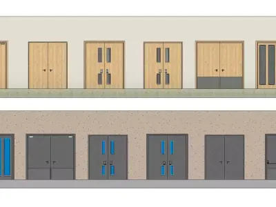 Internal Double Door 3D model