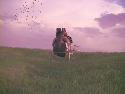 Vision cube made of colored lights Free low-poly 3D model