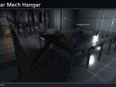 Modular Mech Hangar Low-poly 3D model
